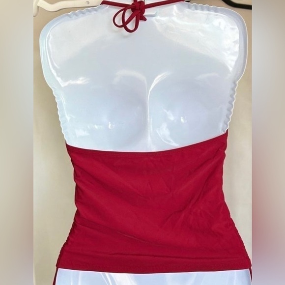 Vibrant Red 2 piece Halter Tankini - Picture 2 of 7
